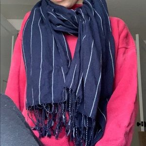 Navy and white striped scarf